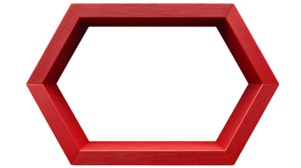 Red hexagonal wooden shelf modern design home decor