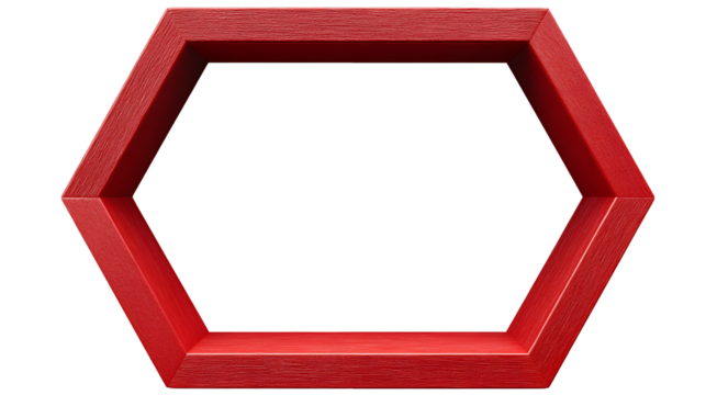 Red hexagonal wooden shelf modern design home decor
