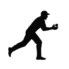 Athlete catching ball silhouette baseball black