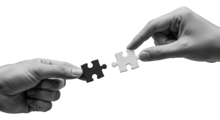 Harmonious hands connecting puzzle pieces