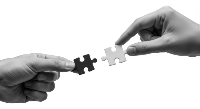 Harmonious hands connecting puzzle pieces - Powered by Adobe