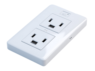 White wall power outlet with dual USB ports