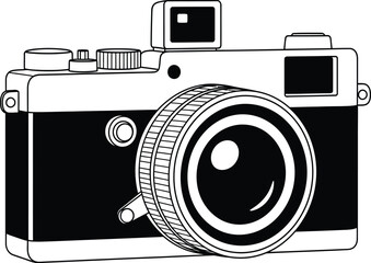 retro camera on white background