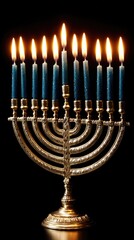 Fototapeta premium Hanukkah menorah with lit candles