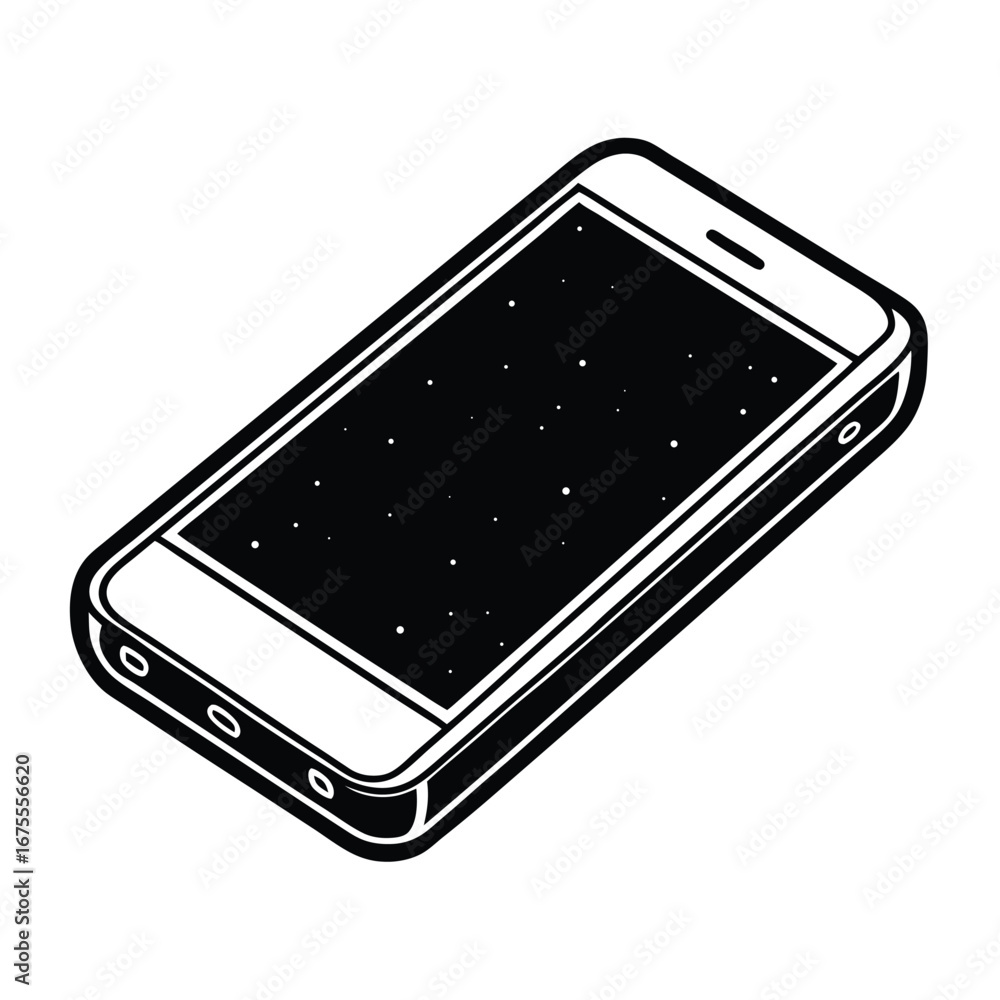 Poster isometric smartphone vector drawing for mobile app development and ui design resource asset