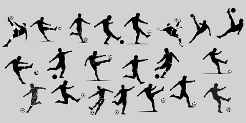 Naklejka premium Set of Silhouette of a football player