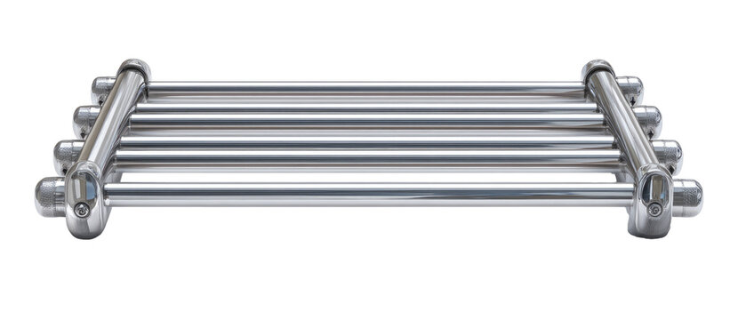 Polished chrome towel rack with multiple parallel bars