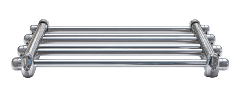 Polished chrome towel rack with multiple parallel bars