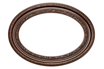 Ornate Oval Wooden Frame Dark Brown Antique Style