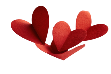 Abstract Red Heart Shapes Design on Transparent Background