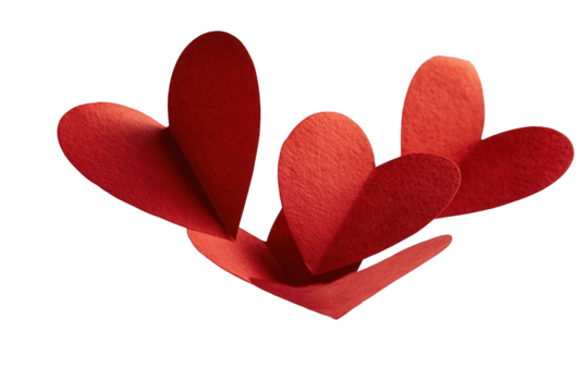 Abstract Red Heart Shapes Design on Transparent Background - Powered by Adobe