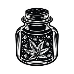 Cannabis leaf in a jar vector illustration for medical marijuana and cbd products design element
