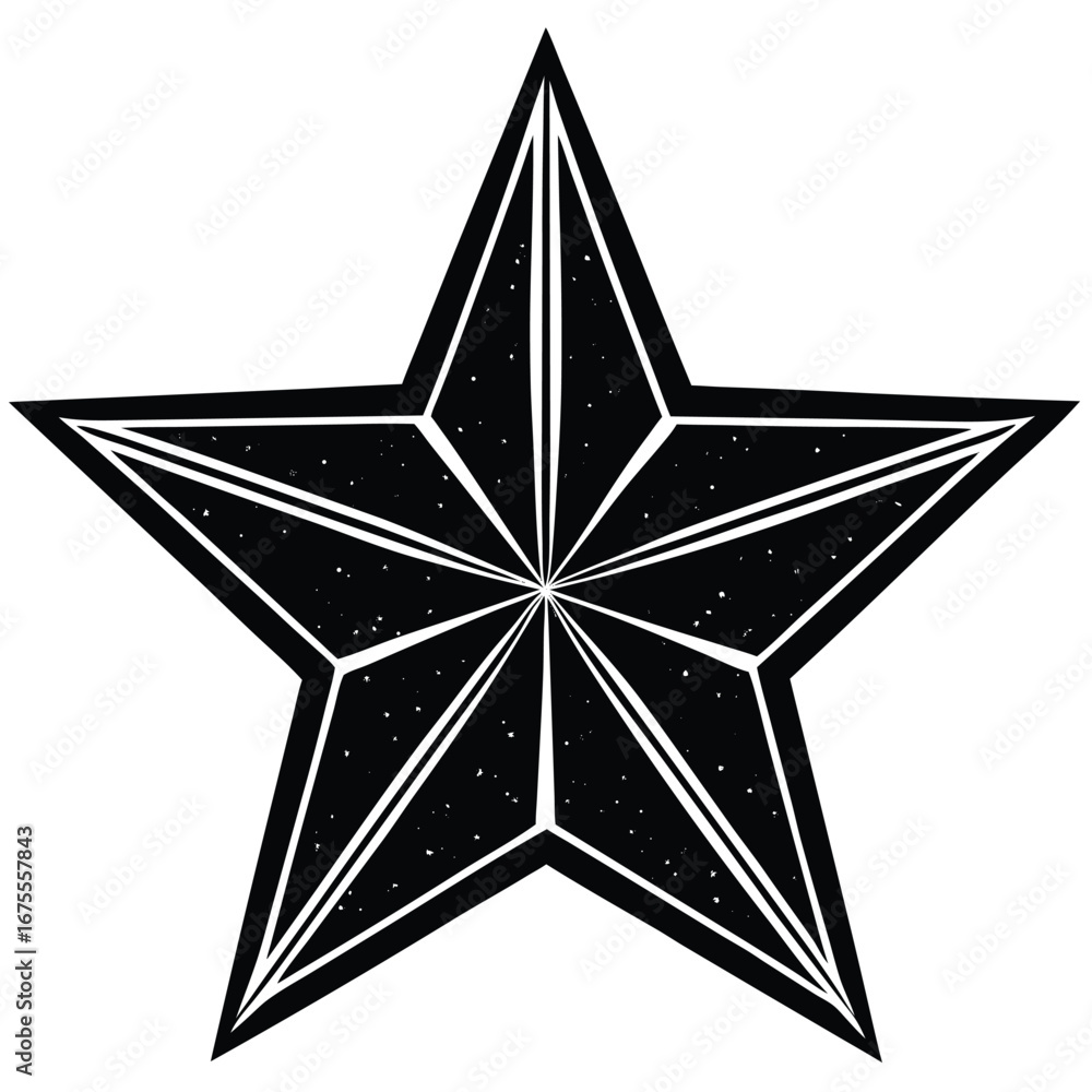 Aufkleber vector graphic of a five pointed star shape with black fill and white outline design element