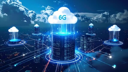 Conceptual depiction of 6G technology and cloud computing infrastructure - Powered by Adobe