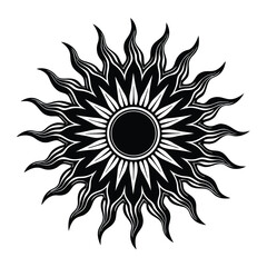 Download black and white sun vector illustration of tribal sun tattoo design graphic element vector art