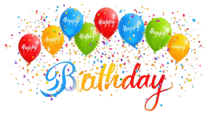 Colorful Balloons and Confetti Happy Birthday Celebration