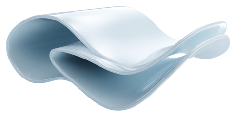 Abstract, light-blue, flowing, folded form