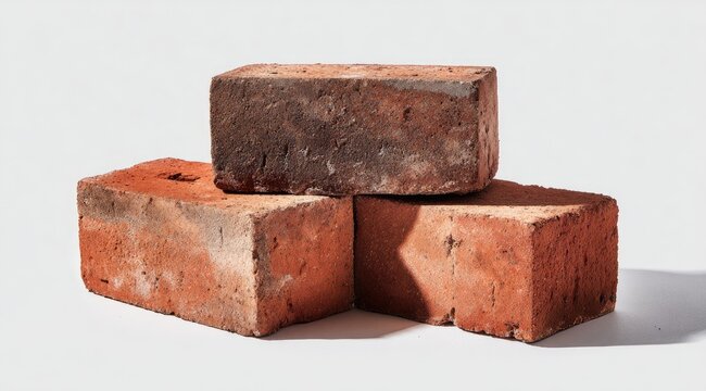 Three antique-looking, reddish-brown bricks stacked