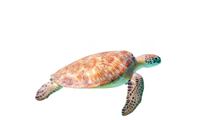 Tranquil sea turtle serenely swims