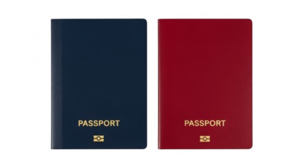 Two passports blue and red identity