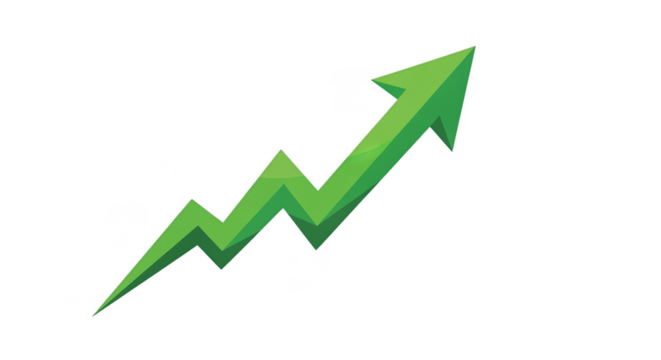 Upward zigzag arrow indicating growth