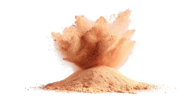 Peach Colored Sand Explosion on Transparent Background