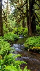 Obraz premium Lush forest creek scene