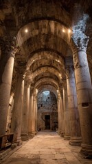 Naklejka premium Discovering ancient stone architecture