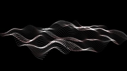 digital abstract 3d wave  from dots isolated on transparent background, symbolic texture template decoration overlay for ai technology, media, energy and big data, alpha channel - Powered by Adobe