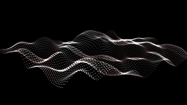 digital abstract 3d wave  from dots isolated on transparent background, symbolic texture template decoration overlay for ai technology, media, energy and big data, alpha channel