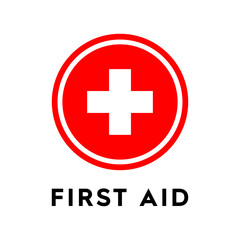 Obraz premium Red circular first aid cross symbol.