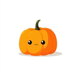 Cute Cartoon Pumpkin Character with Face for Illustration and Design
