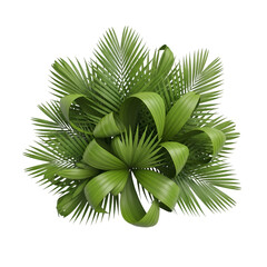 Fototapeta premium Tropical green palm leaves overlapping, isolated on a white background.