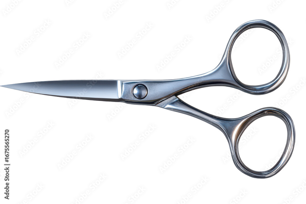 Poster silver stainless scissors isolated on a transparent background highlighting their sleek design and s