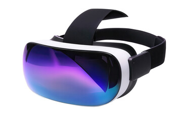 High-tech virtual reality headset showcasing modern design and vibrant colors for immersive online experiences and gaming in various environments