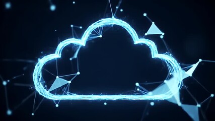 Glowing Blue Cloud Network Abstract Background - Powered by Adobe
