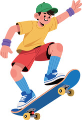 Fototapeta premium Boy on a skateboard performing an ollie