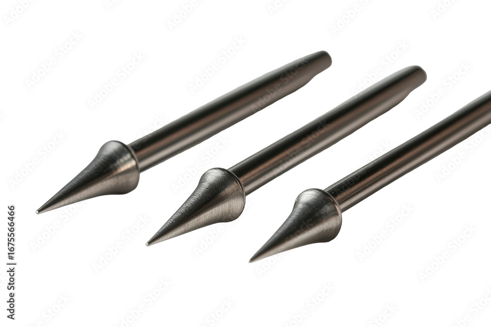 Poster stainless steel pin set displayed on a neutral background emphasizes precision and design with sharp