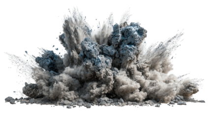 Grey and White Dust Explosion with Transparent Background