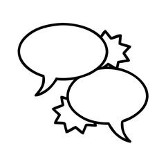Fototapeta premium Dual comic chat bubbles outlined flat vector