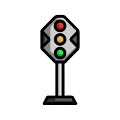 Traffic light pole with red yellow green signals vector