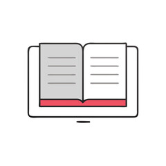 Open book in flat minimal design with red spine