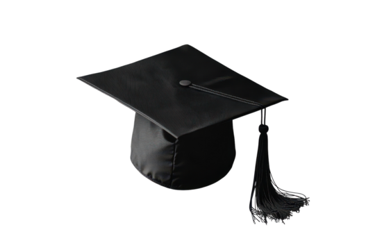 Graduation cap on transparent background showcasing academic achievement and celebration of education in a formal setting