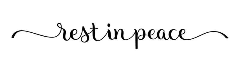 REST IN PEACE black vector brush calligraphy banner