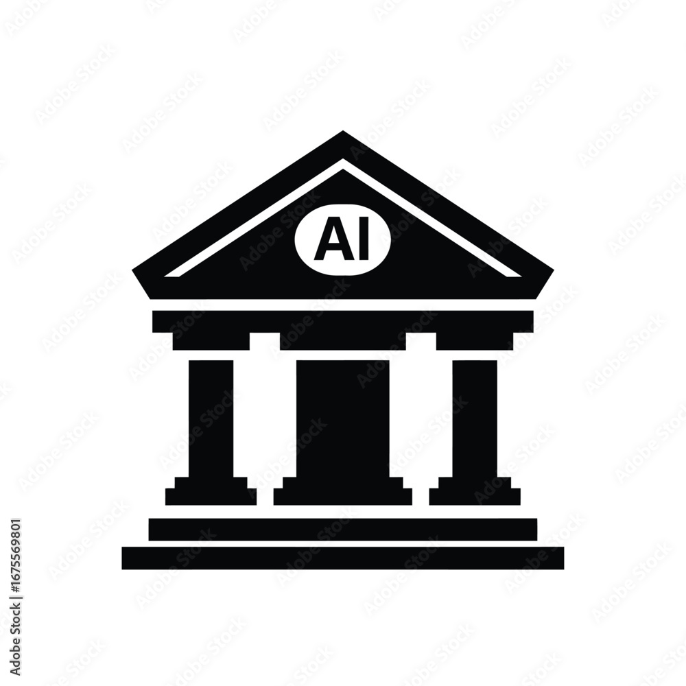 Poster black building with a i symbol architecture technology