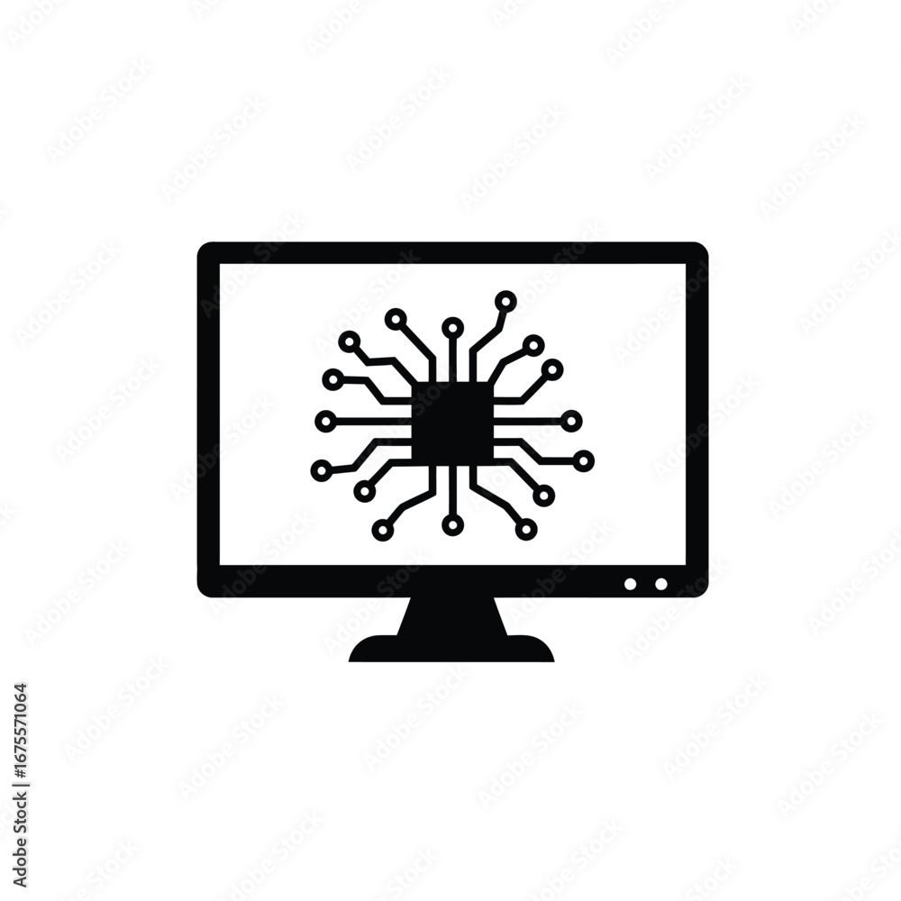 Poster computer screen with circuit board monitor display