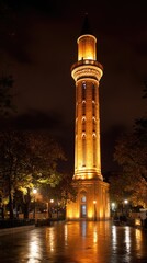 Obraz premium Illuminated tower standing tall in the night sky