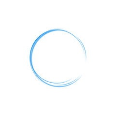Abstract Circular Brush Ring with Blue Swirl Effect and Transparent Background for Elegant Frame Use