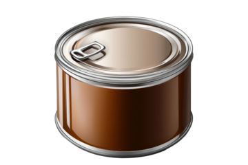 Canned food tin can with pull tab isolated on a transparent background perfect for food packaging and culinary presentations