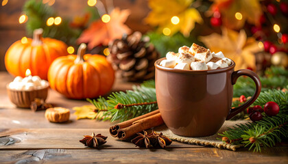 Cozy Autumn Hot Chocolate with Marshmallows